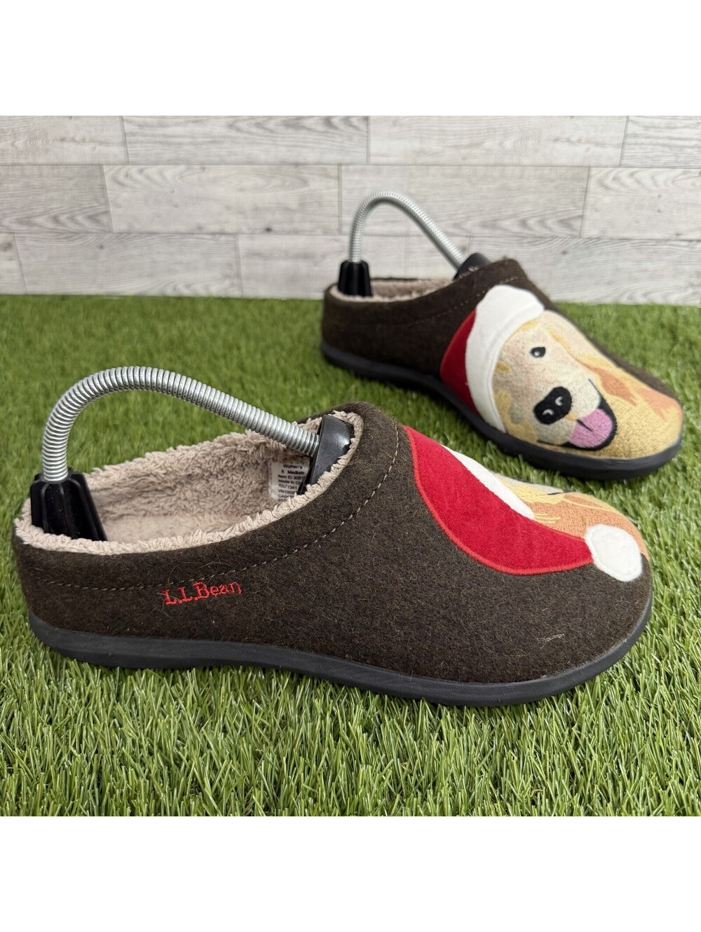 LL Bean Daybreak House Shoes 305194 Christmas Dog Slippers Women's Size 8 M